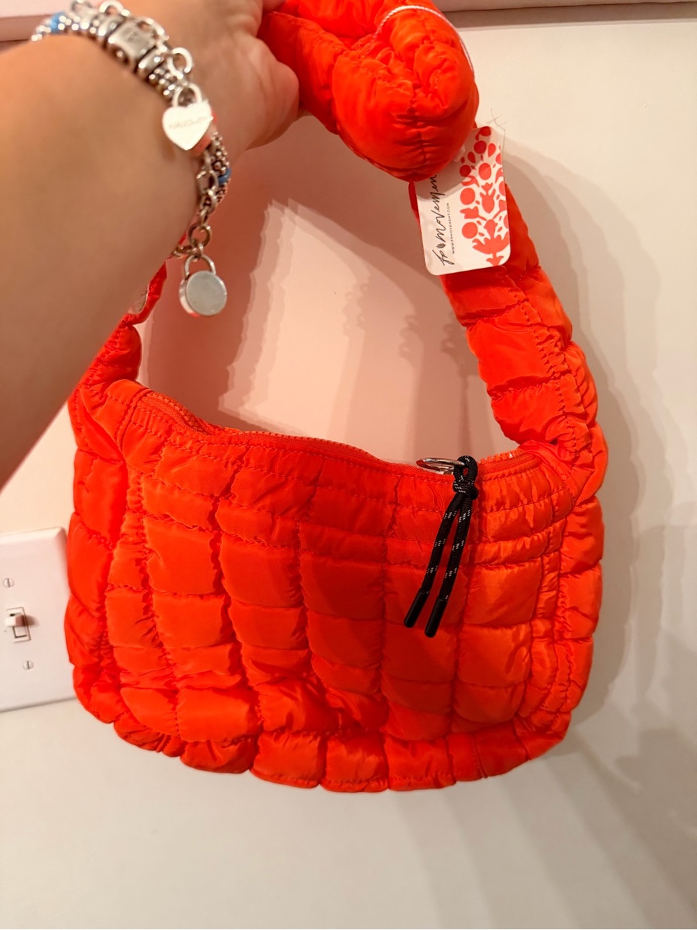 FP Movement by Free People Quilted Bright Orange Shoulder Bag - Picture 2 of 2